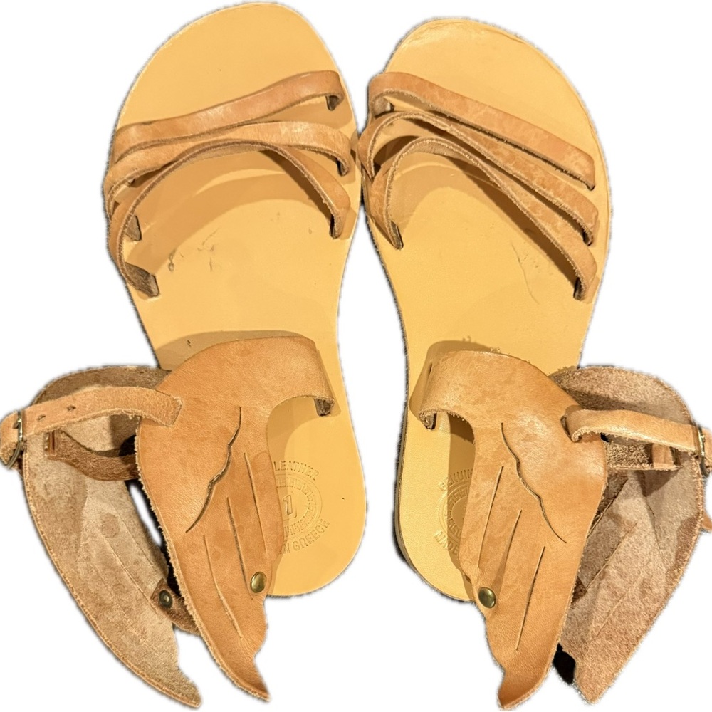 Grecian Tan Leather Gladiator Sandals. Size 31